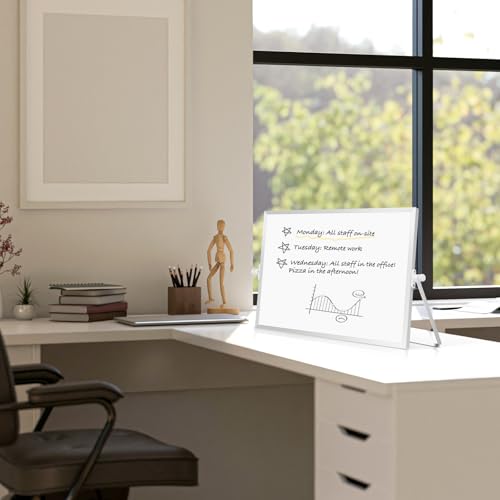 AMUSIGHT 16x12-Inch Double-Sided Magnetic Whiteboard with Stand, White