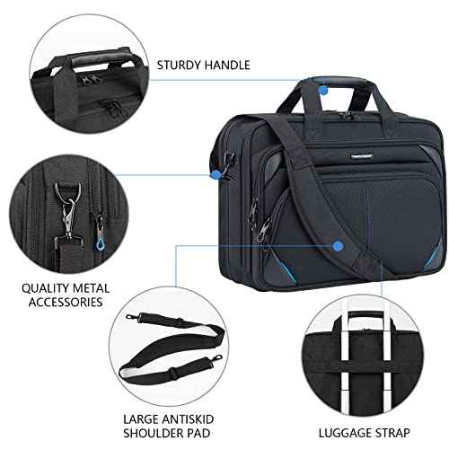 KROSER Laptop Bag 17.3 Inch Premium Laptop Briefcase, Expandable Laptop Shoulder Messenger Bag Durable Computer Case