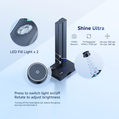 CZUR Shine Ultra Smart Portable Document Scanner for A3 & A4 Books, Thin Book Scanner