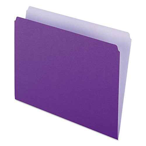 Pendaflex Two-Tone Color File Folders, Letter Size, Lavender, Straight Cut, 100/BX (152 LAV)
