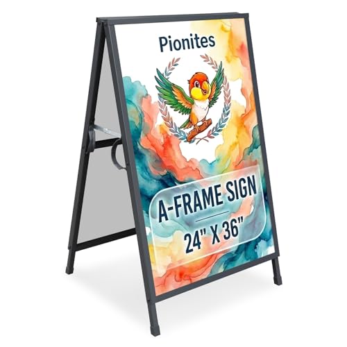 Pionites Black 24x36 Inch Heavy Duty Fold-In A Frame Sidewalk Sign - Frame Only