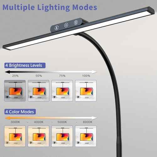 KableRika LED Desk Lamp with Base: Bright Desk Lights for Home Office - Eye Care Reading Table Lamps - Dimmable Desktop Lighting for Computer Monitor Study Drafting Black