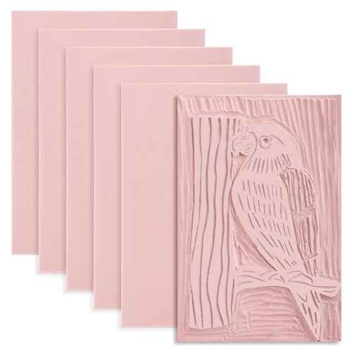 Linoleum Blocks for Printmaking Supplies - 6PCS 4¡±x6¡±Rubber Linocut Block Printing Kit for Stamp Carving, Soft Relief Printing Linoleum for DIY Crafts & Art Projects