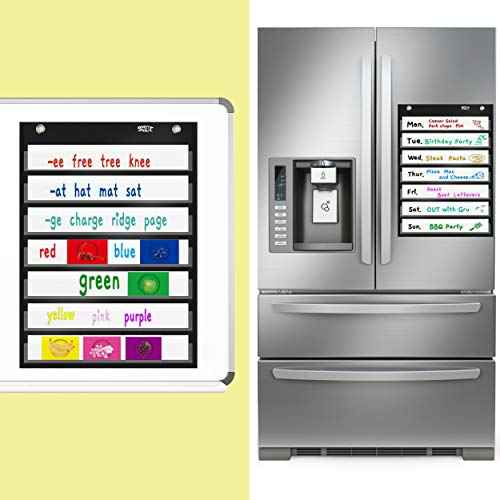 Magnetic Pocket Chart with 10 Dry Erase Cards for Standards,Daily Schedule,Activities,Class demonstrations (Black)