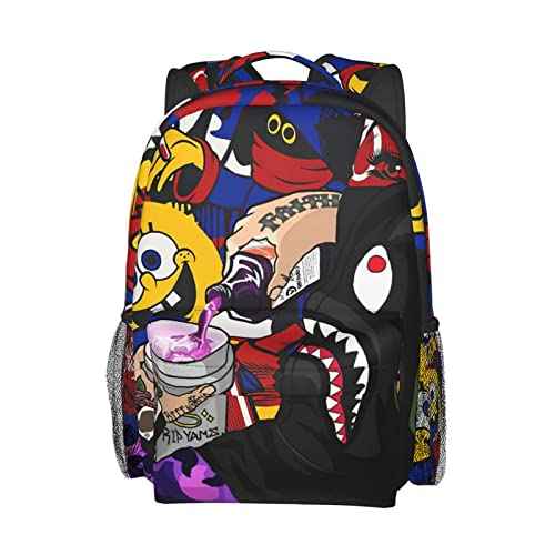 Backpack Shark Teeth Camo Backpacks Travel Laptop Daypack Big Capacity Bookbag Fashion Durable Back Pack for School Boy Girl Men and Women-SuperGraffiti