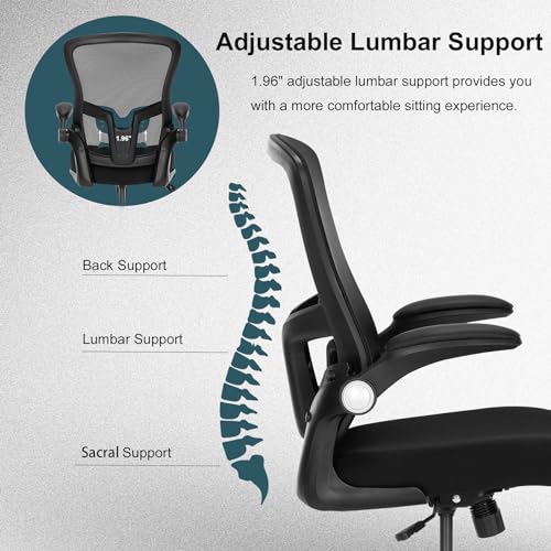 Luckyear Ergonomic Drafting Chair Tall Office Stool with Footrest, Mesh Back & Flip-Up Arms