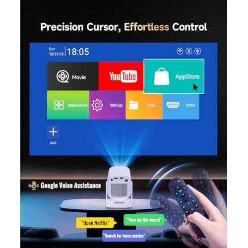 ¡¼Auto Focus&1080P¡½Magcubic Mini Smart Projector with 4K Support, Portable Projector with Wifi and Bluetooth, 5W Speaker, Built in Apps, Voice Control, Outdoor Movie Projector