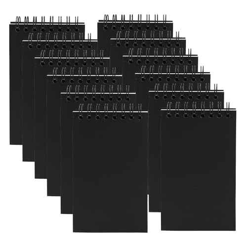 12 Pack Pocket Notebooks, 3x5 Small Notepads, Mini Spiral Notebooks, 60 Sheets/120 Pages,Lined College Ruled Paper, Memo Pads for Home, Office, School or Travel (Black)