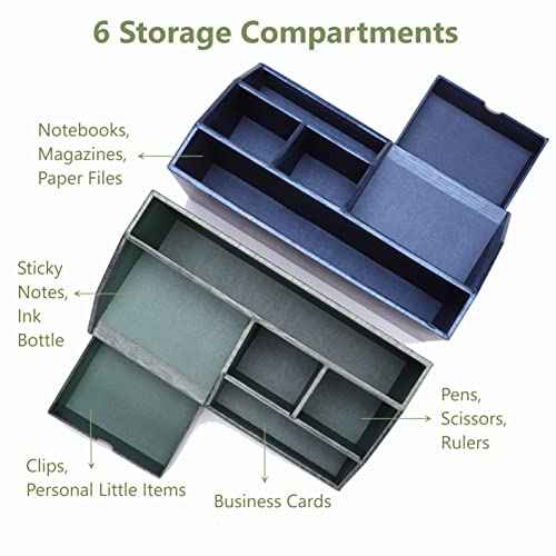 Wood-like Desktop Organizer and Holder For Pen, Pencil, Letters, Small Office Supplies and Stationary Accessories Storage Organization. Use for Dorm, College & School.(Royal Blue)