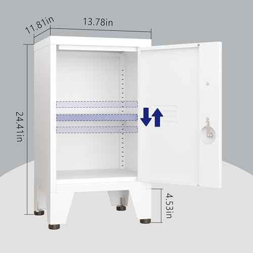 24.4" H Metal Locker Storage Cabinet with 1 Doors, Pantry with Shelves, Storage Cabinet with Adjustable Leveling Foot for Kitchen, Employees, Office, Kids Locker