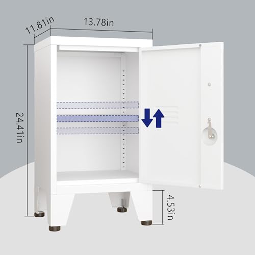 White 24.4-Inch Metal Locker Storage Cabinet with 1 Door & Adjustable Shelf