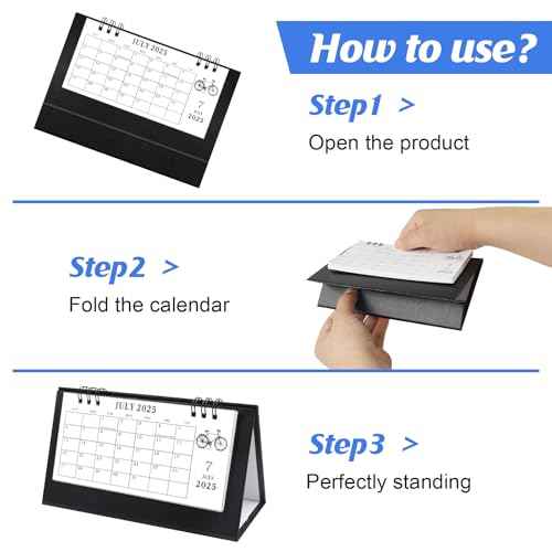 Gannyfer 2026 Desk Calendar, Small Standing Flip Desk Calendar 2026-2027, Use Now Until June 2027, 24-Month Mini Desktop Calendar for Home, School, Office (6.89" x 3.54" Black)