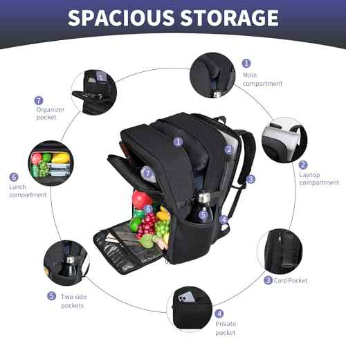 BERTASCHE Lunch Backpack, Work Backpack with Insulated Cooler Lunch Box 15.6 inch Laptop Backpack for Men Women, TSA Large Daypack for Commuter College Travel Picnic