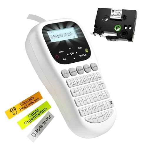 Label Maker Waterproof-Labels, Keyboard Label Maker Machine with-Tape 12mm 0.47 Laminated White, Backlit Screen Multiple Fonts & Symbols, Portable Labeler for Home Office School Use, H1100