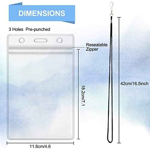 100 Sets 4 x 6 Inch Passport Holder Extra Large ID Badge Holder with Lanyards, Vertical Waterproof Clear Plastic ID Card Badge Protector Fill for Passport Credit Card Plane Ticket Receipt Cash