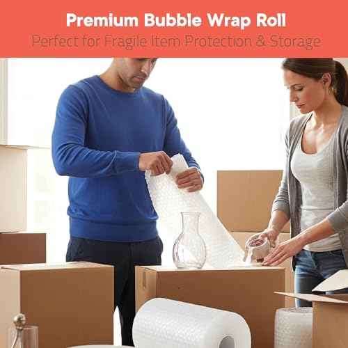 Bubble Wrap for Packing & Moving 4 Pack, 72 FT x 12¡± Bubble Cushioning Wrap with 3/16¡± Small Bubbles & 10 Fragile Stickers, Tear-Perforated Every 12¡±, Lightweight Protective Packaging for Moving