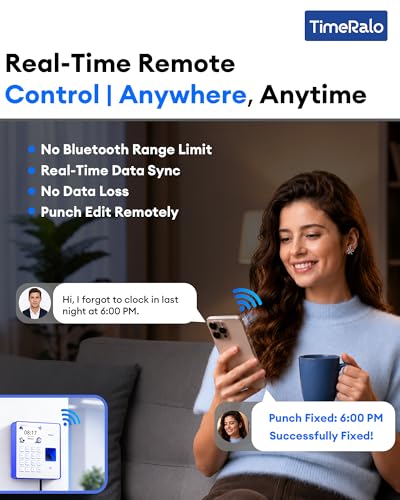 Cloud Time Clock for Small Business - Remote Access, Auto Report, Blue-White
