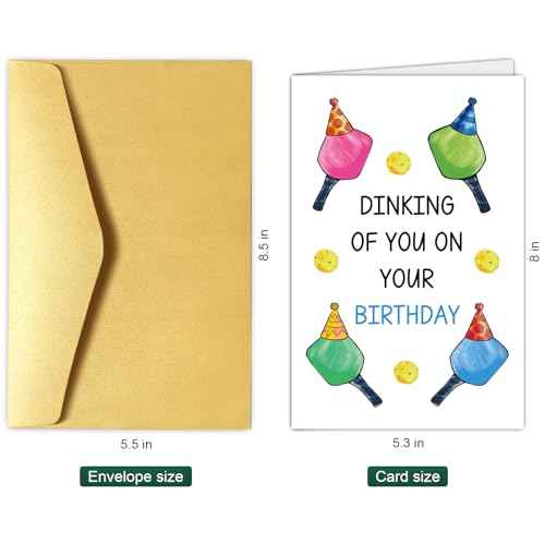 Chenive Funny Pickleball Birthday Card for Men Women, Hilarious Sport Themed Birthday Pun Card for Him Her, Dinking Of You On Your Birthday