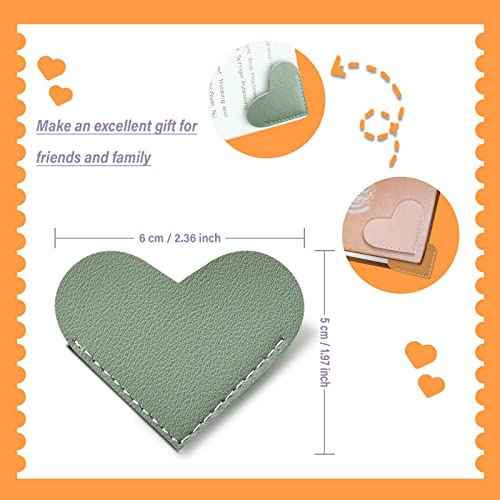 Leather Heart Bookmarks - Winjeto 6 Pieces Cute Corner Page Book Marks for Teachers Students Book Reading Lovers, for School Office Home Supplies (Heart£¨6pcs£©)