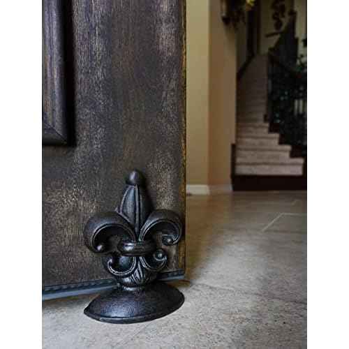 Lulu Decor, Cast Iron Fleur De Lis Door Stop, 2 Lbs, Door Stopper (Antique Black)