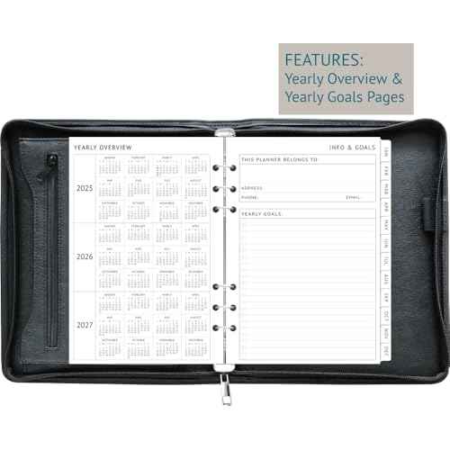 Fan&Ran 2026 Zipper Planner Organizer, Daily and Monthly Planner Refills with Simulated Leather Cover, A5, Black