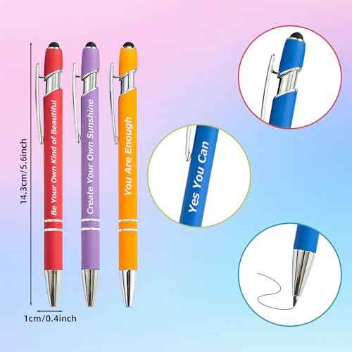 100 Piece Inspirational Pens Kit with Stylus Tip & Sayings ? 50 Motivational Pen + 50 Individual Bags ? Uplifting Quote & Positive Ideas ? For Teachers, Office, School, Meetings, Team Events