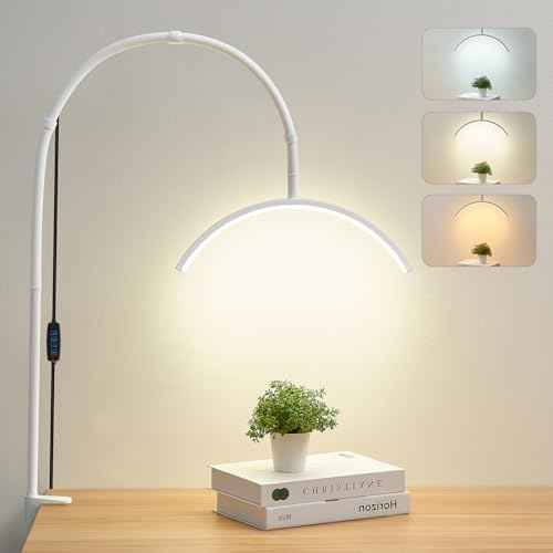 Nail Lamp Lash Light, 20In Wide 3 Light Modes Half Moon Light with 10 Brightness Levels, Adjustable Gooseneck LED Desk Lamp with Clamp for Eyelash Extensions, Skincare and Tattoo