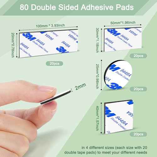 Double Sided Tape 80 Pcs Black Waterproof Double Sided Tape for Home D?cor & DIY Art Crafts Supplies Strong Pad Mounting Adhesive