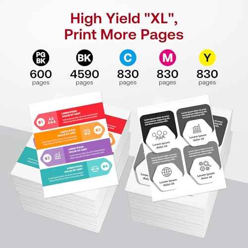 PPGI-280 XXL CLI-281 XXL 5 Color Pack High Yield Replacement for Canon 280 281 Ink Cartridges Compatible with TR8620a TR8620 TR8622a TR7520 TR8500 TR8520 TS702a TS6120 TS6320 TS8320 TS9120 TS9521C