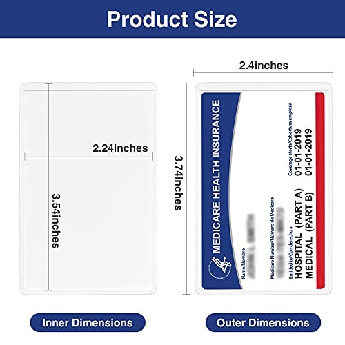 Sooez 10 Pcs Medicare Card Holder Sleeves 12Mil Thick Waterproof PVC Wallet Protectors (3.54 x 2.24 inches)