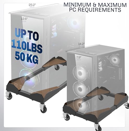 VIVO Premium Mobile Adjustable Large Steel Under-Desk PC Cart