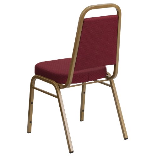 Flash Furniture HERCULES Series Trapezoidal Back Stacking Banquet Chair in Burgundy Patterned Fabric - Gold Frame