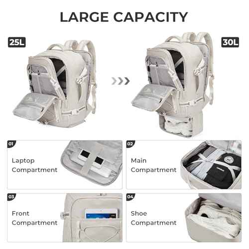 CLUCI Travel Backpack 30L, Waterproof Laptop Backpack Fits 17.3 Inch Laptop, Carry On Backpack with shoe compartment, Durable Expandable Gym, Large Hiking Backpack for Men Women£¨White£©