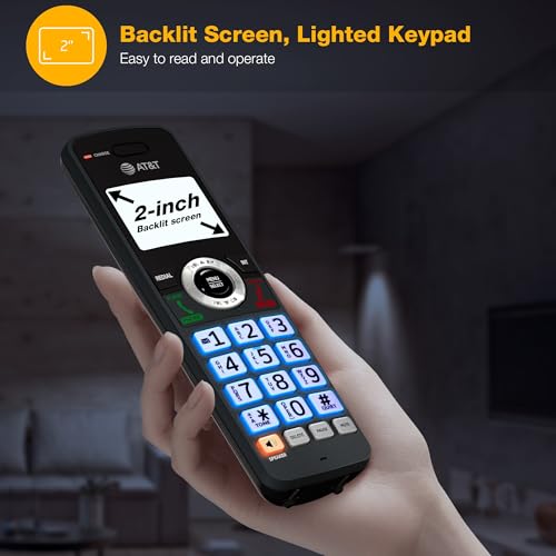 AT&T Black 3-Handset Landline Phone with Call Blocker & Caller ID, DECT 6.0