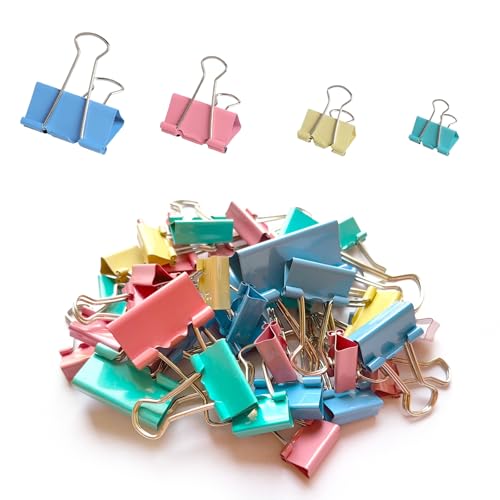 40-Piece Colorful Binder Clips Set in 4 Sizes – Strong Rust-Resistant Metal Clips
