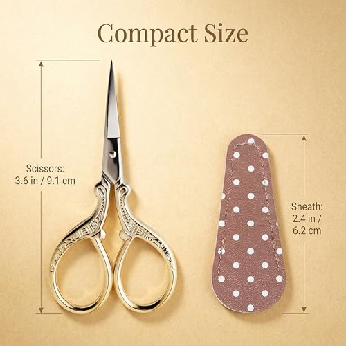 BIHRTC Vintage Crochet Scissors 3.6 Inch Gold Embroidery Handcraft Tool