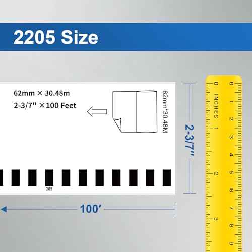 DK-2205 Continuous Labels 12 Rolls Replacement for Brother DK-2205 (2.4 in x 100 ft) Compatible with Brother ql Label Printer QL-800 QL-820NWB QL-810W 1110NWB