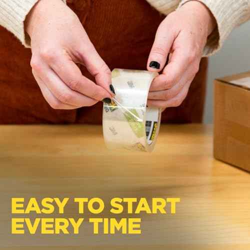 Scotch Sure Start Packing Tape, Clear, Holiday Wrapping Tape with Quiet Unwind and Easy Start, 1.88 in. x 22.2 yd., 6 Tape Rolls with Dispensers