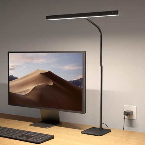 SUPERDANNY Stable Base Black LED Desk Lamp for Home Office - Eye-Caring