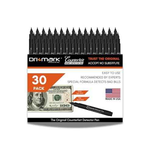 Dri Mark 30 Pack Counterfeit Bill Detector Marker Pen, Made in The USA, 3 Times More Ink, Pocket Size, Fake Money Checker - Money Loss Prevention Tester & Fraud Protection for U.S. Currency