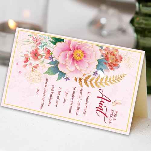 Aunt Birthday Card, Aunt Birthday Gifts, Thick Card Stock with Premium Envelope, 8x5.3 Inches, Double-Sided