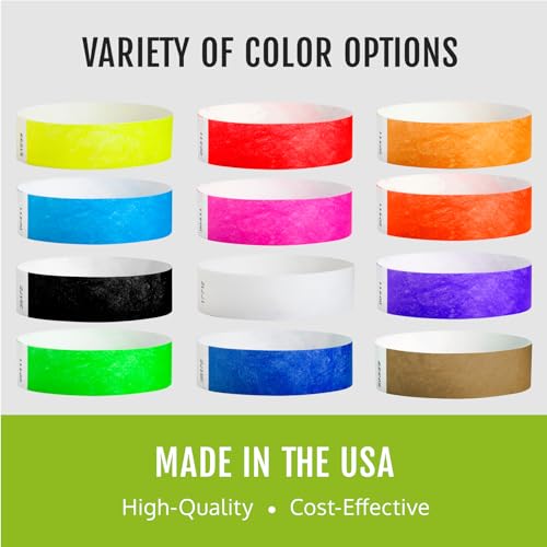 WristCo 5-Color Variety Pack Tyvek Wristbands for Events, Tamper-Proof & Adjustable