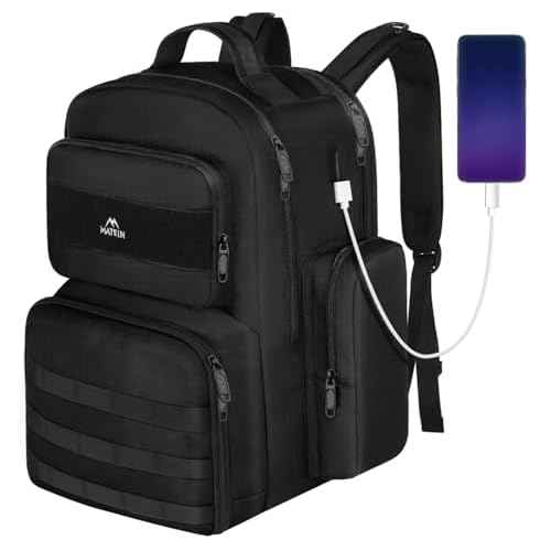 MATEIN Lunch Backpack for Men Work, 15.6 Inch Tactical Backpack with Lunch Compartment, Large Laptop Backpacks with Insulated Cooler Bag for Travel Beach Camping Picnic Hiking, Black