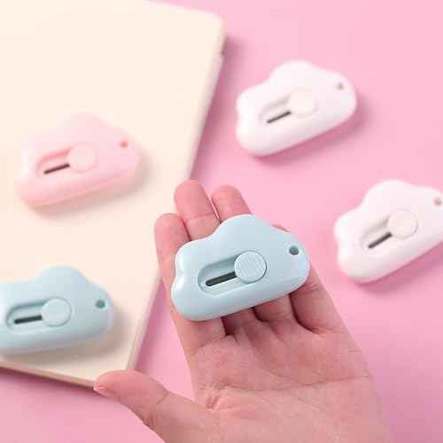 Cloud-Shaped Mini Box Cutter & Cutter knife ? art knife Retractable Envelope Slitter Utility Knife with Keychain Hole, Portable Package Opener for Mail, Boxes & Crafts