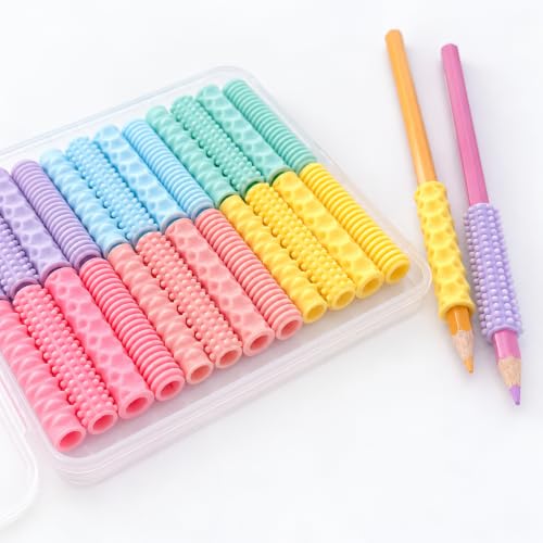 Yasest Macaron Sensory Pencil Grips for Kids & Adults - 24 Pack ADHD & Stress Relief