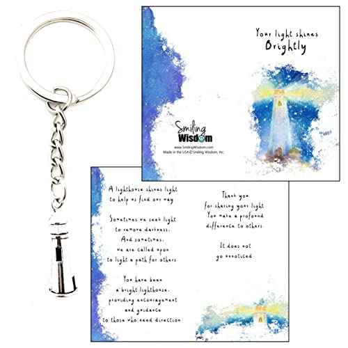 Smiling Wisdom - 20 Bulk Gifts - Employee Light a Path for Others Cards and Beacon Gift - 60pcs - Team Staff Teachers Students Leaders - Lighthouse Keychains