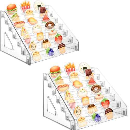 2 Pack 4'' Stickers Display Stand Acrylic Sticker Display Stand Sticker Holder Display for Vendor Events and Small Business Vendors