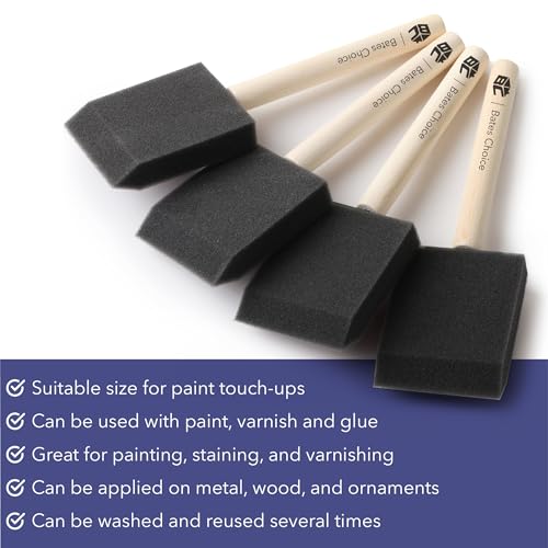 Bates Choice Foam Paint Brushes 2 Inch, 16 Pack with Black Wooden Handles