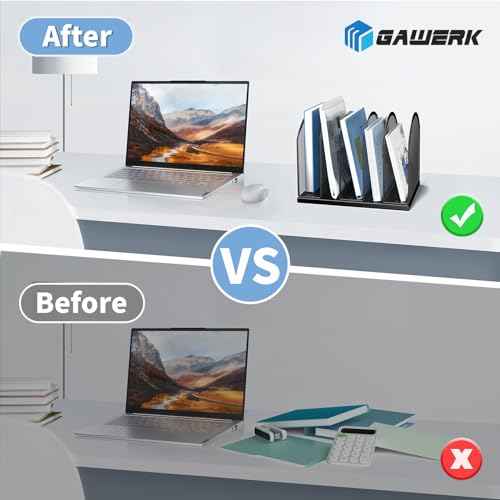 5-Section Vertical Desktop Organizer, 5-Section Mesh File Folder Stand Sorter for Office Home Classroom Organization (1, Black)