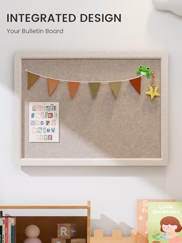 Fluxynara Khaki Felt Bulletin Board 23.6 x 17.5 Inches Foldable Modern Office Decor